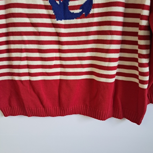 Talbots Red and White Striped Sweater with Navy Anchor NWT - Picture 11 of 12